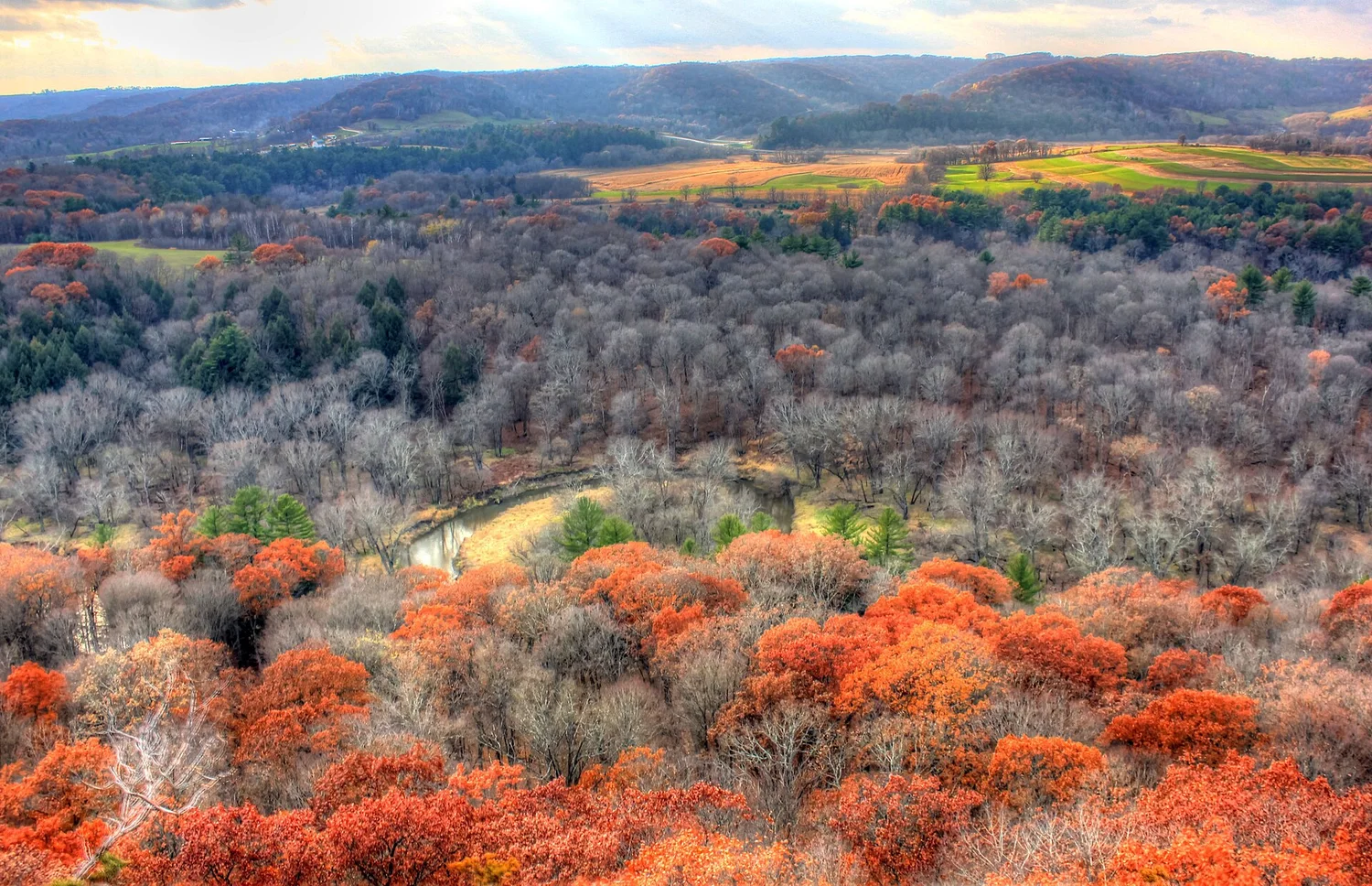 A wooded Wisconsin river valley